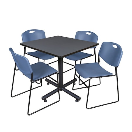 Kobe Kobe Square Table & Chair Set, Wood, Metal, Polypropylene Top TKB4242GY44BE